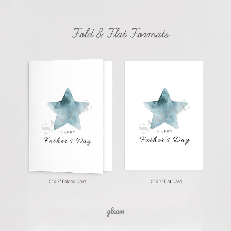 Father’s Day Card – Blue Watercolor Star