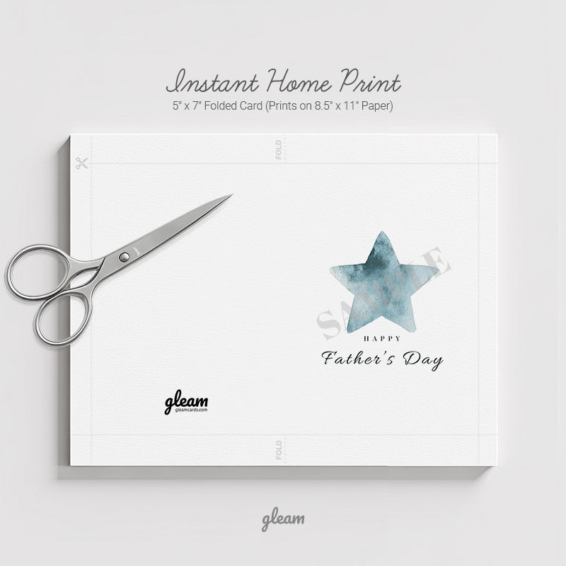Father’s Day Card – Blue Watercolor Star