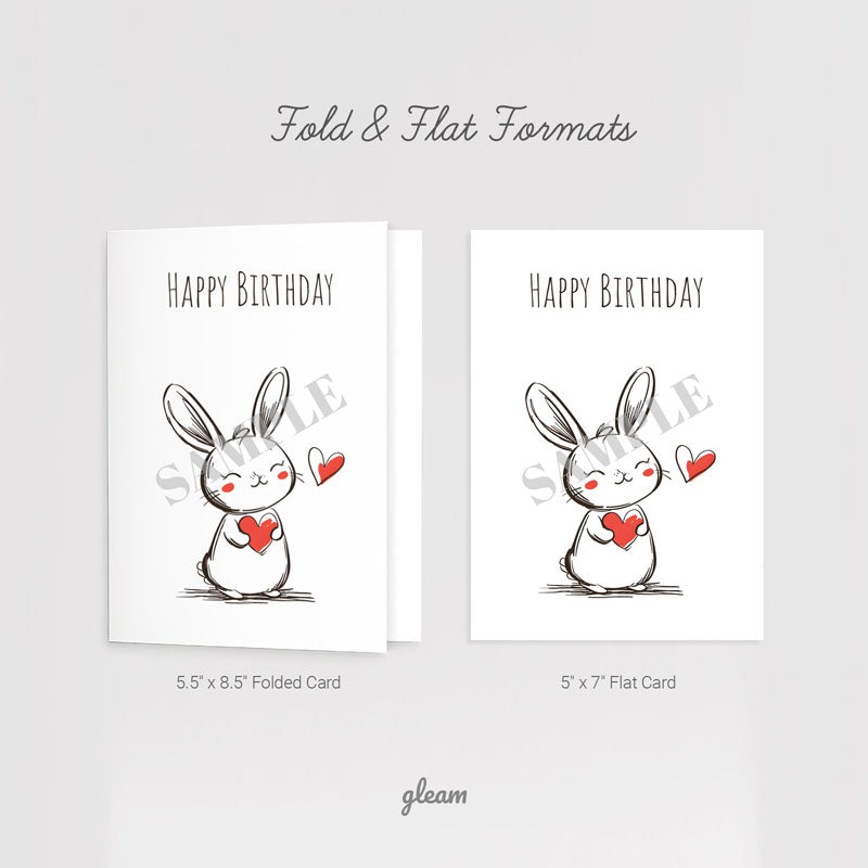 Birthday Card - Bunny with Heart