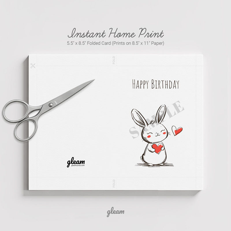 Birthday Card - Bunny with Heart