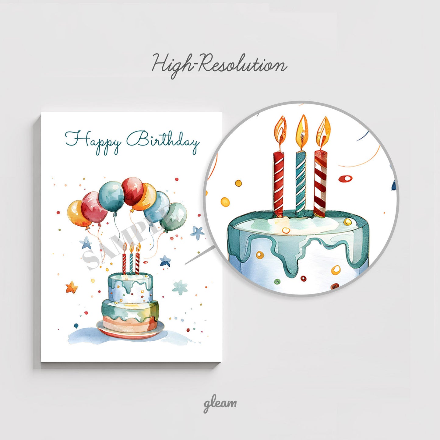 Birthday Card - Cake & Balloons