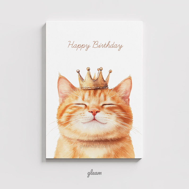 Birthday Card - Crowned Cat