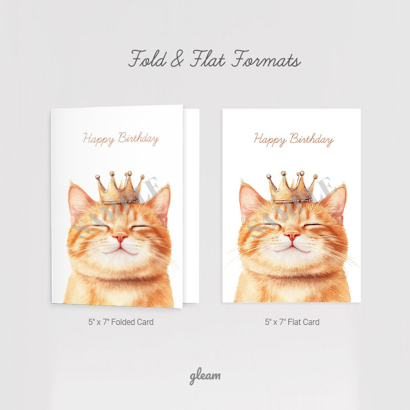 Birthday Card - Crowned Cat