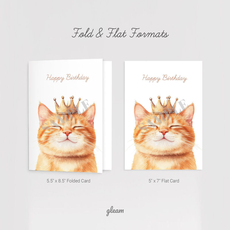 Birthday Card - Crowned Cat