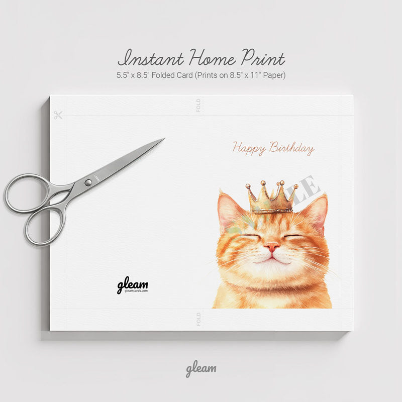 Birthday Card - Crowned Cat