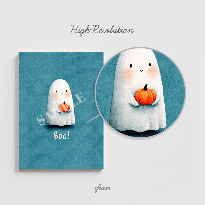 Halloween Card – Cute Ghost with Pumpkin