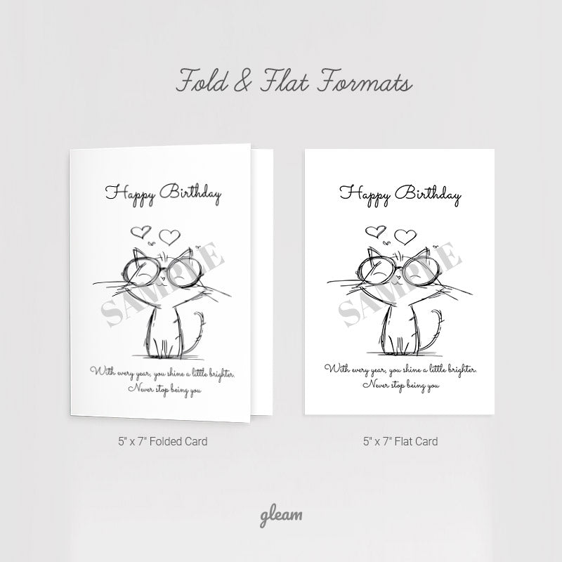 Birthday Card – Cute Cat with Glasses