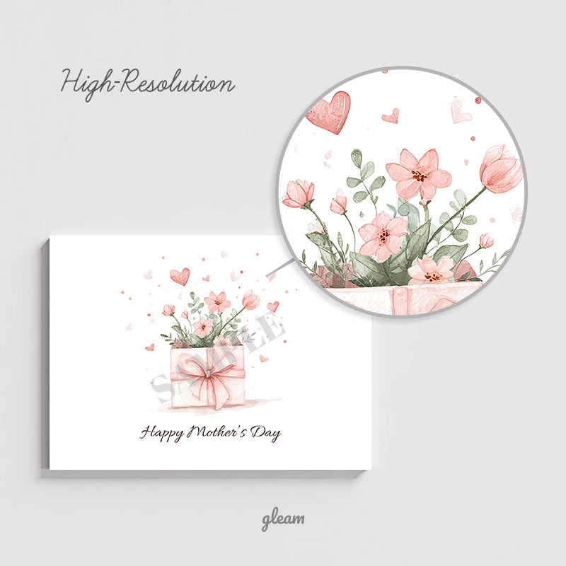Mother’s Day Card – Watercolor Flowers & Gift Ribbon
