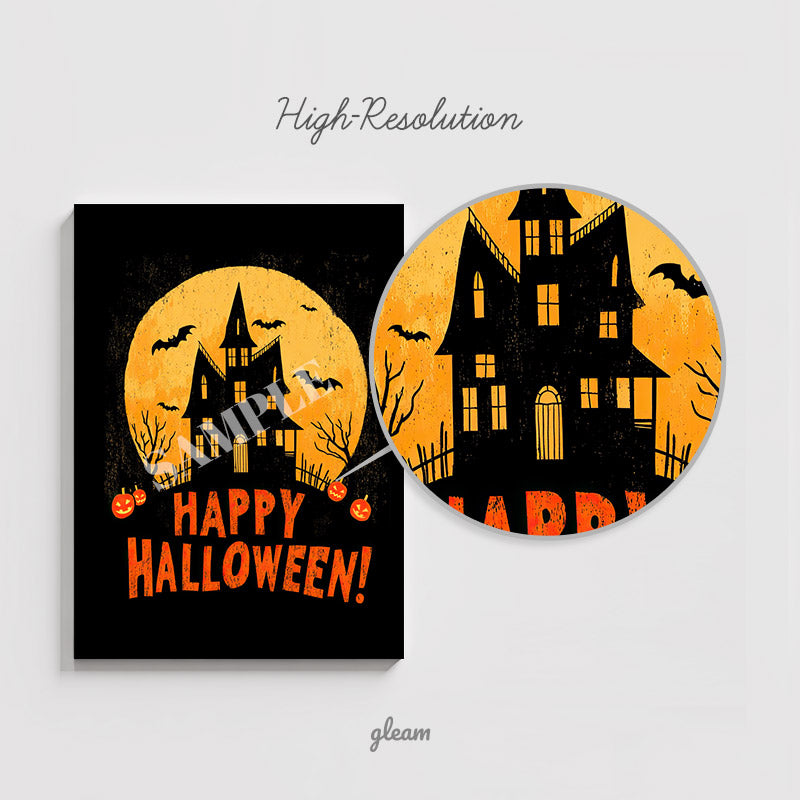Halloween Card – Haunted House & Full Moon