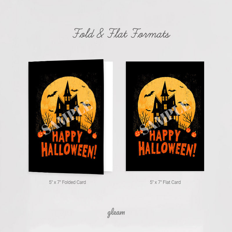 Halloween Card – Haunted House & Full Moon