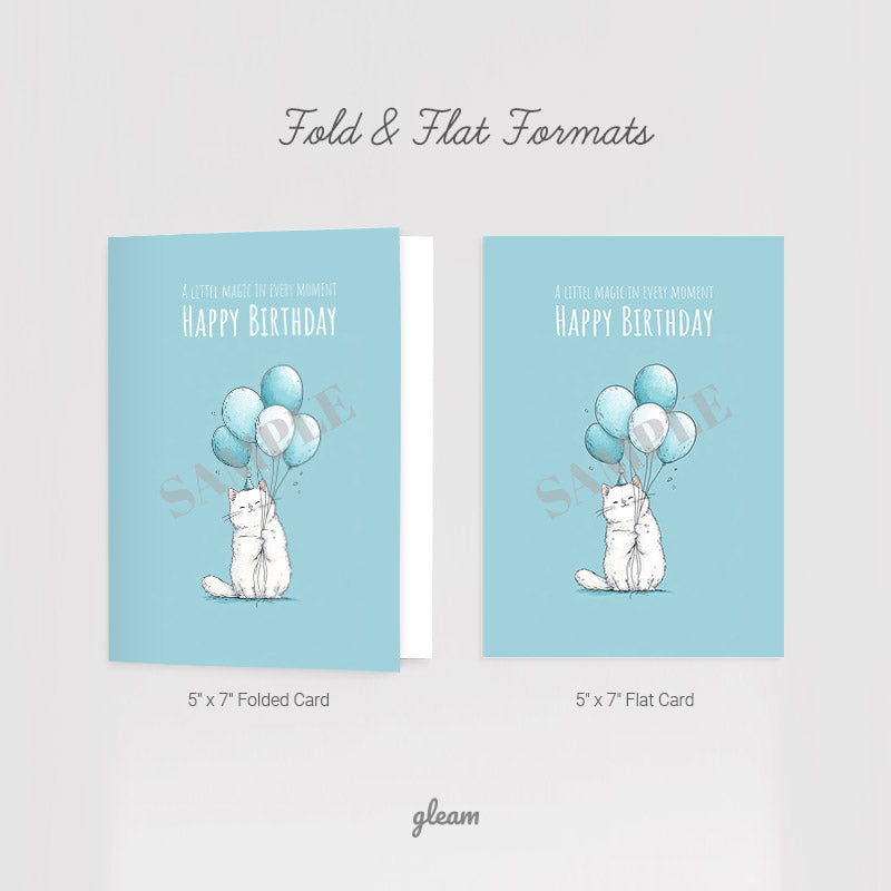 Birthday Card – Kitty with Balloons
