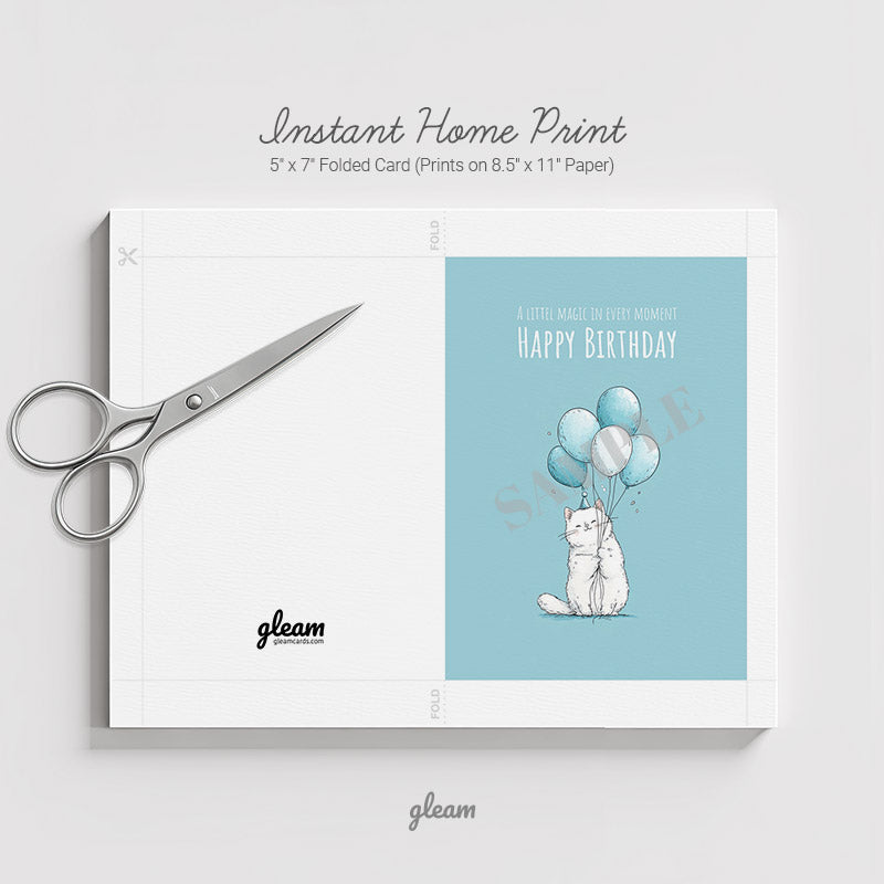 Birthday Card – Kitty with Balloons