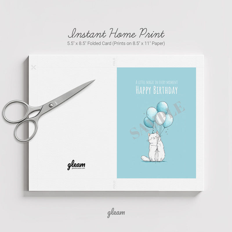 Birthday Card – Kitty with Balloons