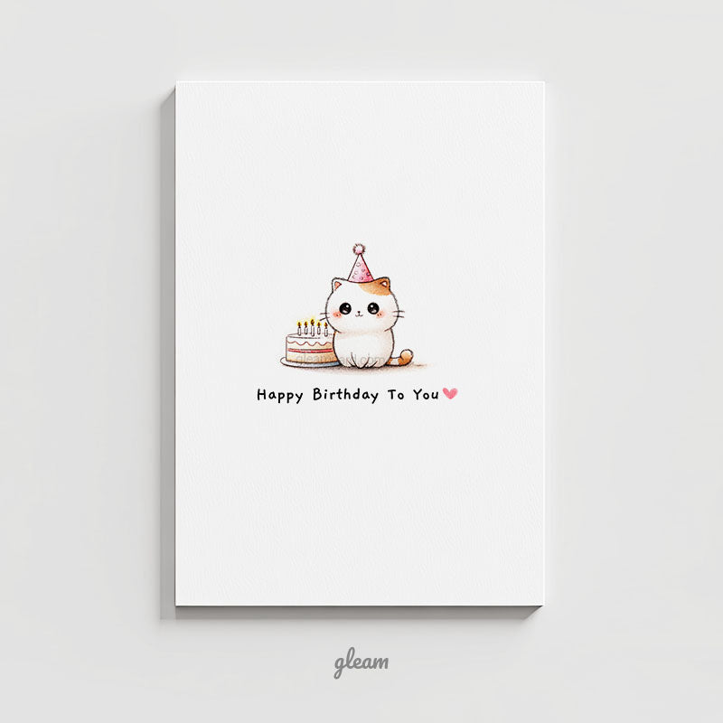 Birthday Card – Cute Kitty with Cake