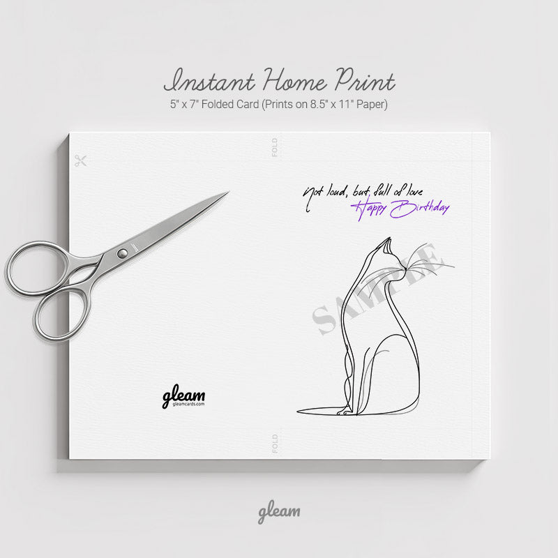 Birthday Card – Line Art Cat