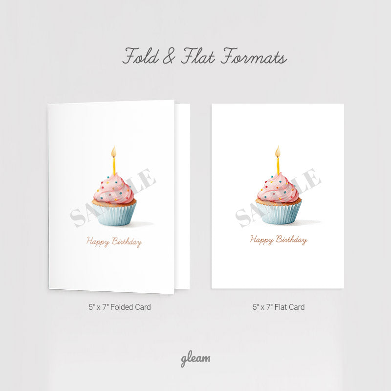 Birthday Card – Pink Cupcake with Candle