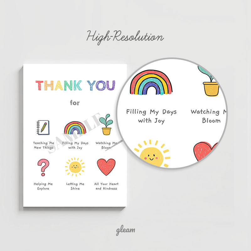 Thank You Card - Rainbow Icons