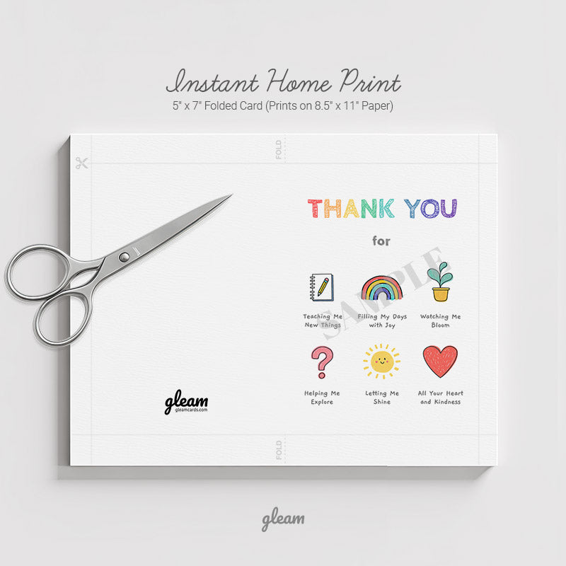 Thank You Card - Rainbow Icons