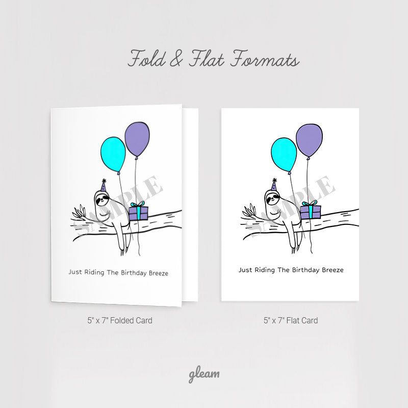 Birthday Card – Sloth with Balloons