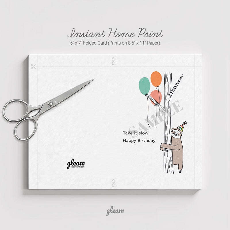 Birthday Card – Slow Sloth