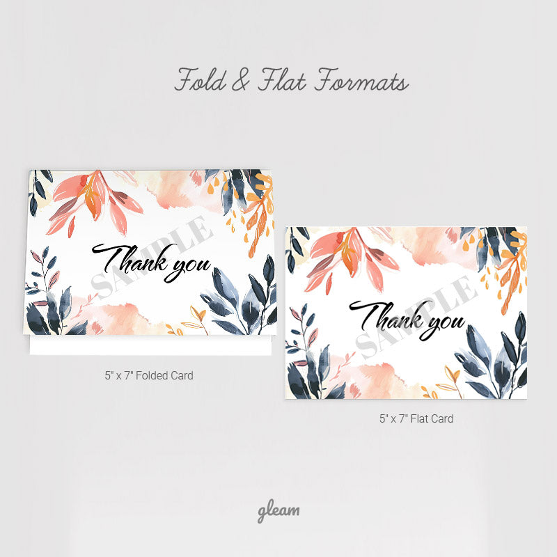 Thank You Card - Watercolor Floral Design