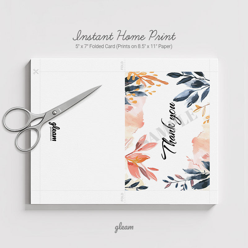 Thank You Card - Watercolor Floral Design