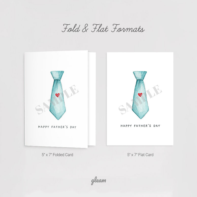 Father’s Day Card – Watercolor Tie with Heart