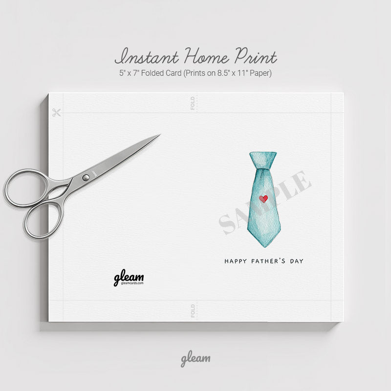 Father’s Day Card – Watercolor Tie with Heart