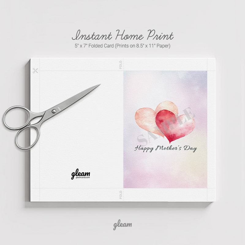 Mother’s Day Card – Watercolor Hearts