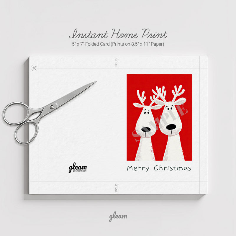 Christmas Card – Quirky Reindeer Duo