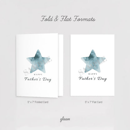 Father’s Day Card – Blue Watercolor Star