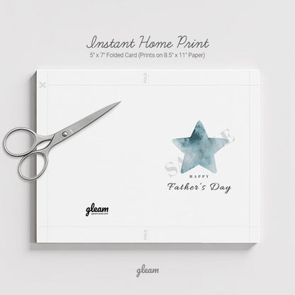 Father’s Day Card – Blue Watercolor Star