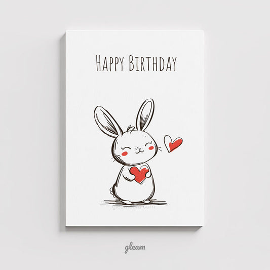 Birthday Card - Bunny with Heart