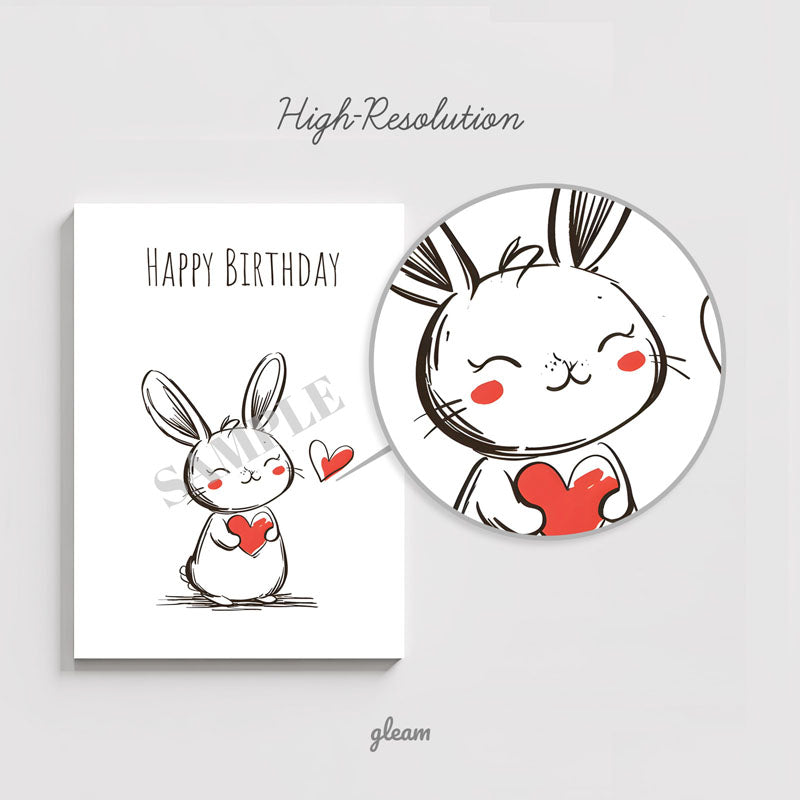 Birthday Card - Bunny with Heart