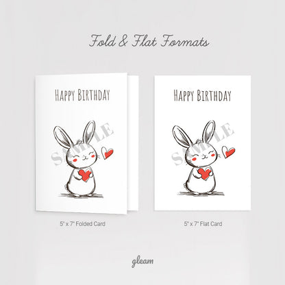 Birthday Card - Bunny with Heart
