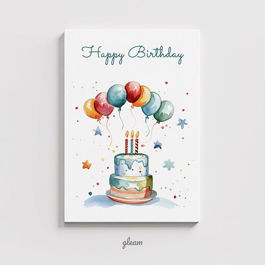 Birthday Card - Cake & Balloons