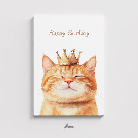 Birthday Card - Crowned Cat