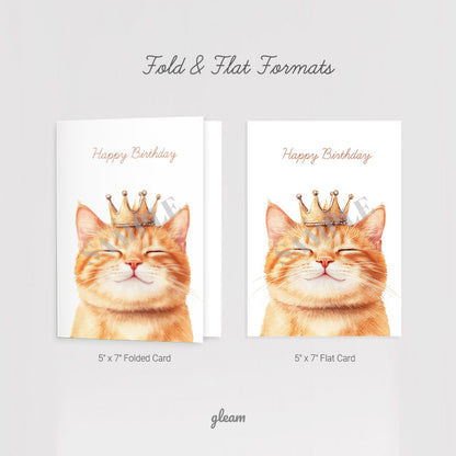 Birthday Card - Crowned Cat