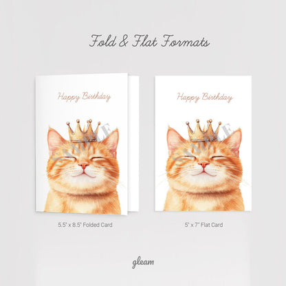 Birthday Card - Crowned Cat