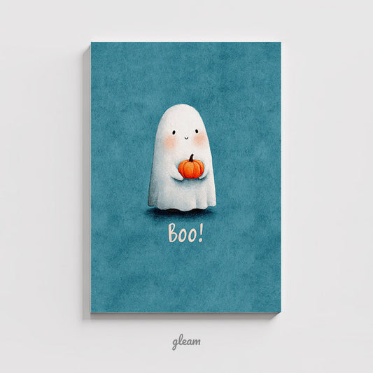 Halloween Card – Cute Ghost with Pumpkin