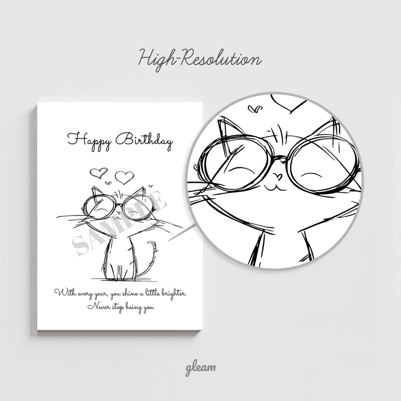Birthday Card – Cute Cat with Glasses