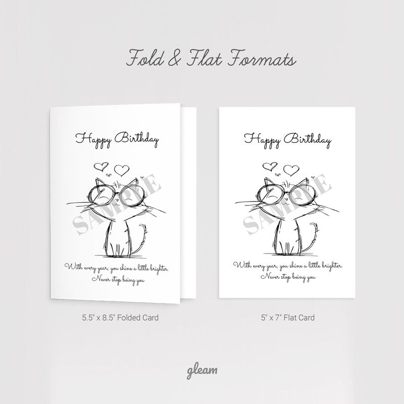 Birthday Card – Cute Cat with Glasses