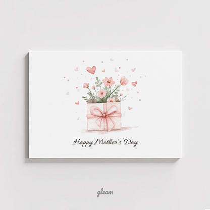 Mother’s Day Card – Watercolor Flowers & Gift Ribbon