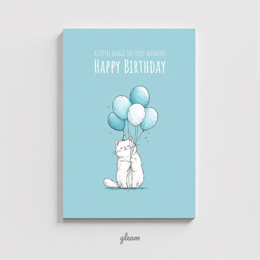 Birthday Card – Kitty with Balloons