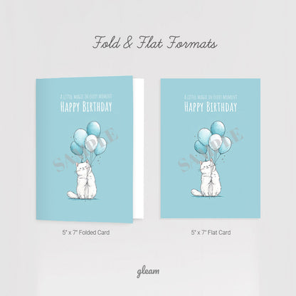 Birthday Card – Kitty with Balloons