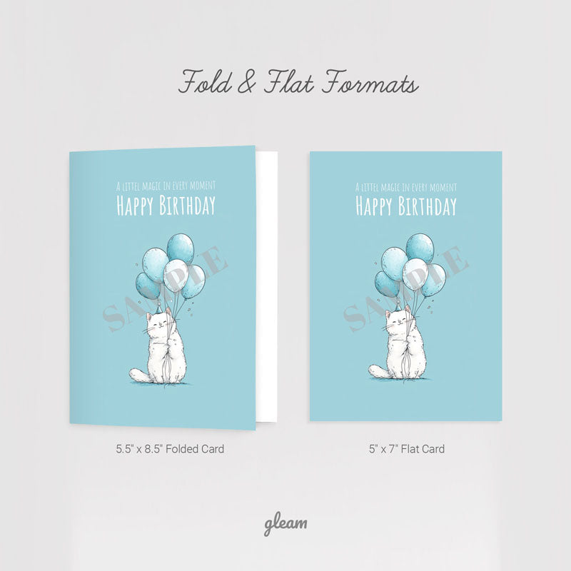 Birthday Card – Kitty with Balloons