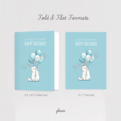 Birthday Card – Kitty with Balloons