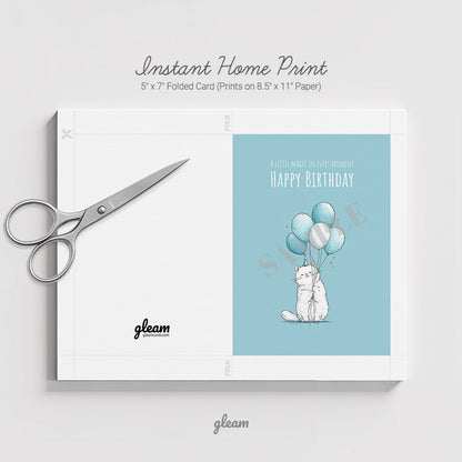 Birthday Card – Kitty with Balloons