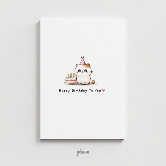 Birthday Card – Cute Kitty with Cake