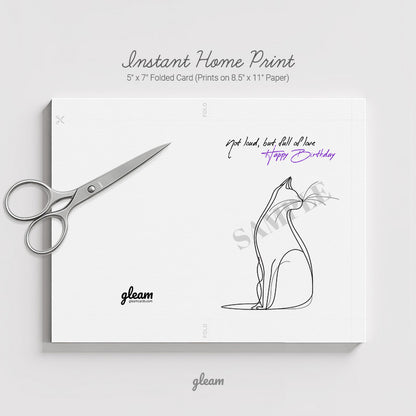 Birthday Card – Line Art Cat